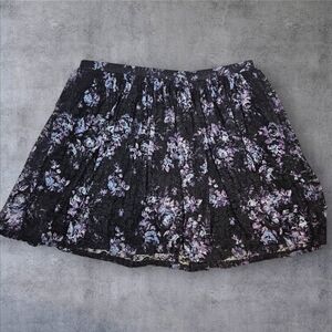 NWT‎ Torrid Black & Purple Floral Lace Pleated Skater Skirt Size 3X Women's P40